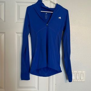 Blue adidas 3/4 zip long sleeve pullover